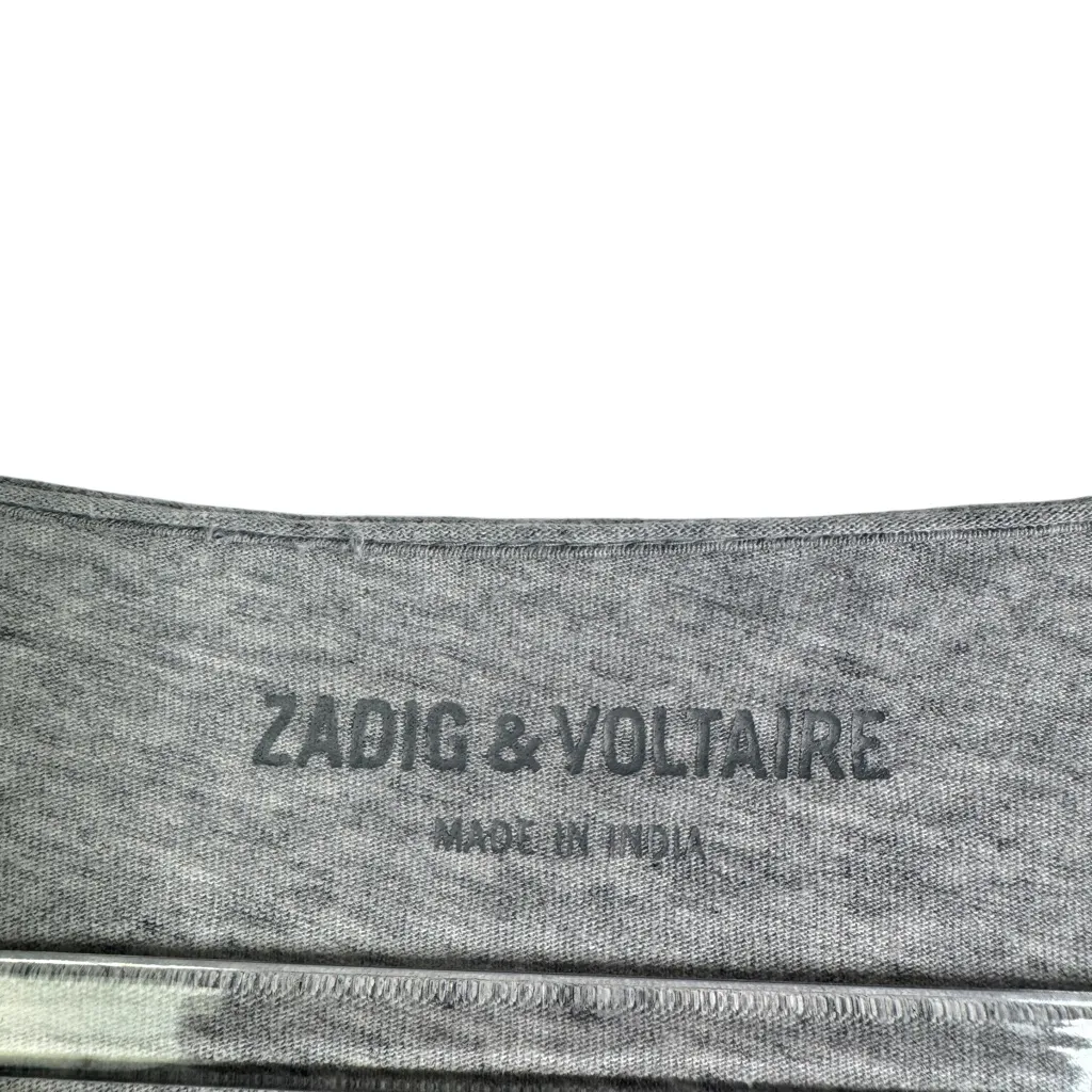 NWT Zadig & Voltaire Long Sleeve Bedazzled skull top grey Gray size Small - Image 5