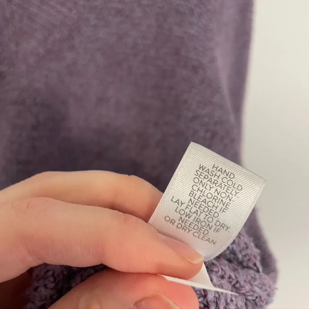 J. Jill Lilac Lavender / Purple Marled Fuzzy Cotton Alpaca Blend V-Neck Sweater - Image 9