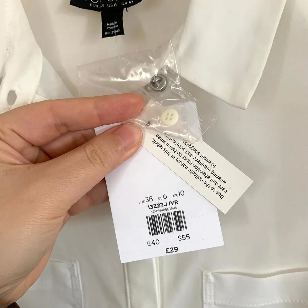 Topshop Pocket Detail Button Down Shirt in White - Image 10
