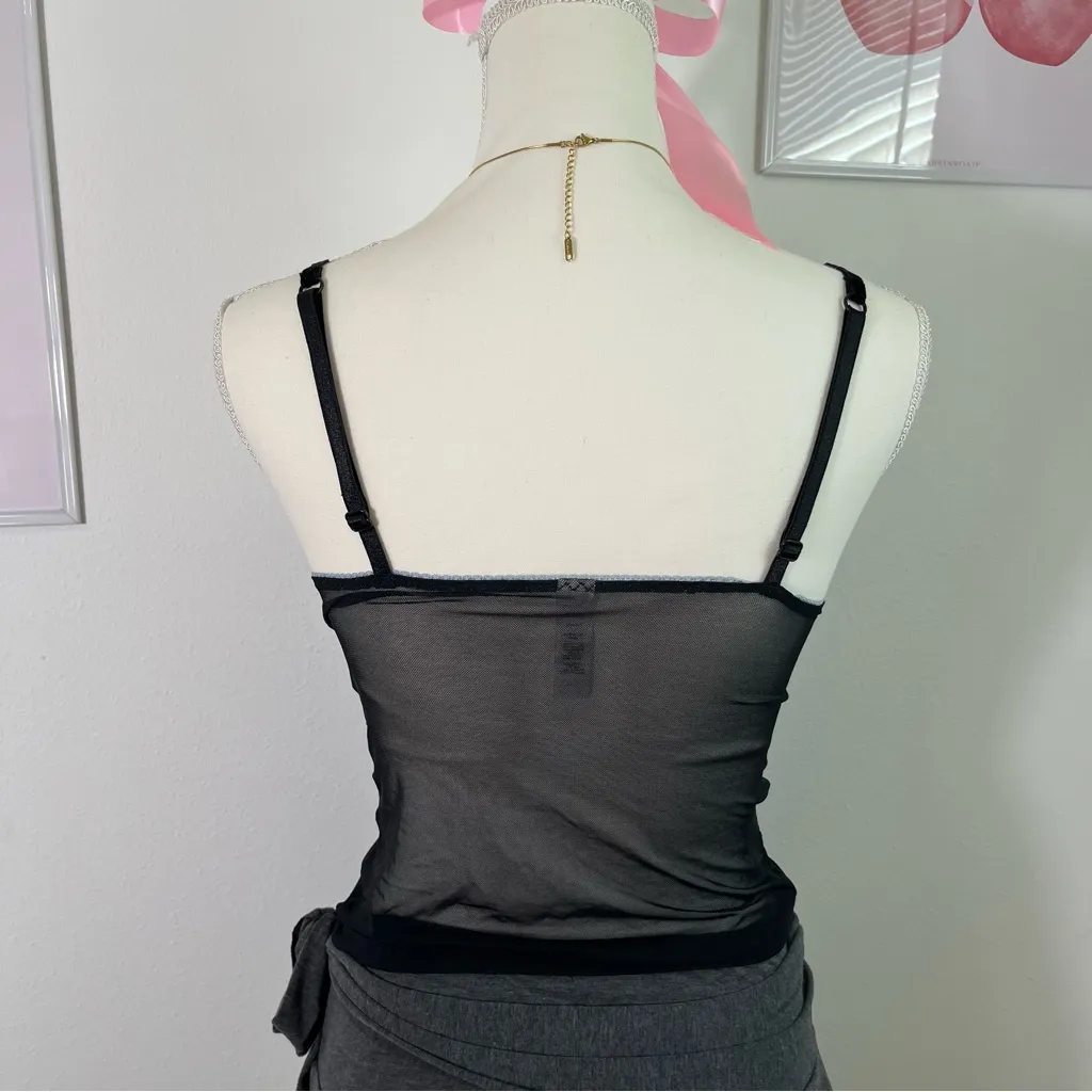 Vintage Y2K Delicates‎ Black Blue Lace Floral Mesh Corset Bustier Top Womens Med - Image 4