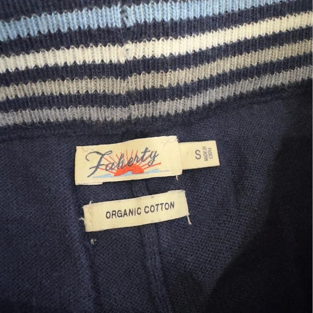 Faherty Surf Sweater Cashmere Blend Knit Jogger Pants Size Small Mist Stripe - Image 7