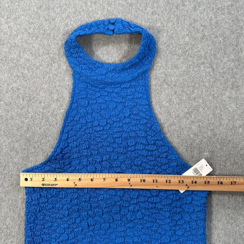 Maeve Anthropologie Textured High Neck Halter Tank Top Women's Large Blue New - Image 6