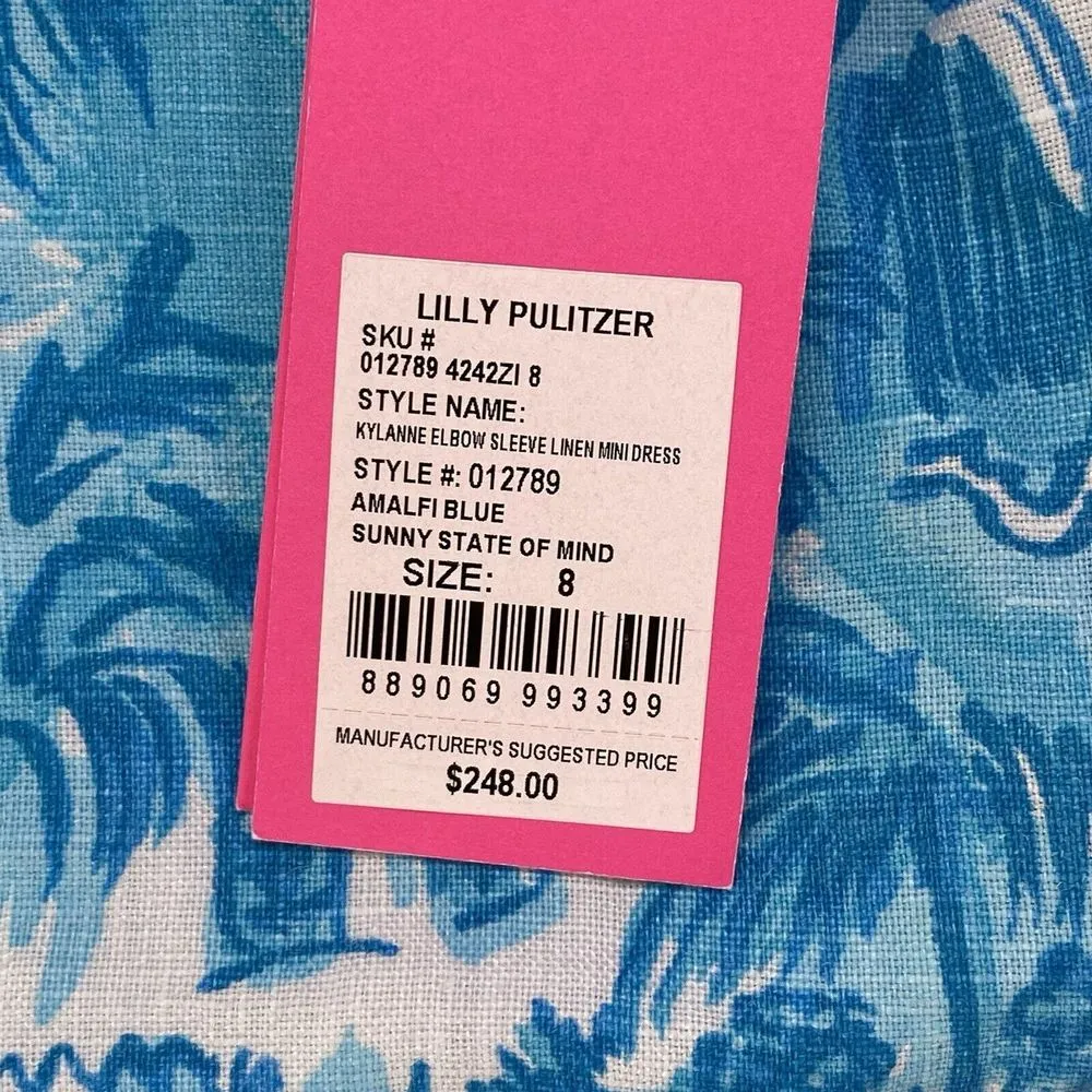 NWT Lilly Pulitzer Kylanne Amalfi Blue Sunny State Of Mind Mini‎ Dress Sz 8 - Image 6