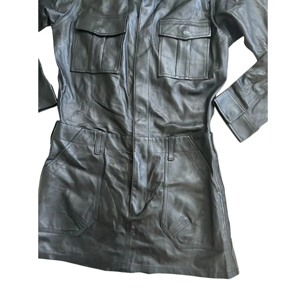 Frame  Black Leather Long Sleeve Mini Dress Size Small - Image 6