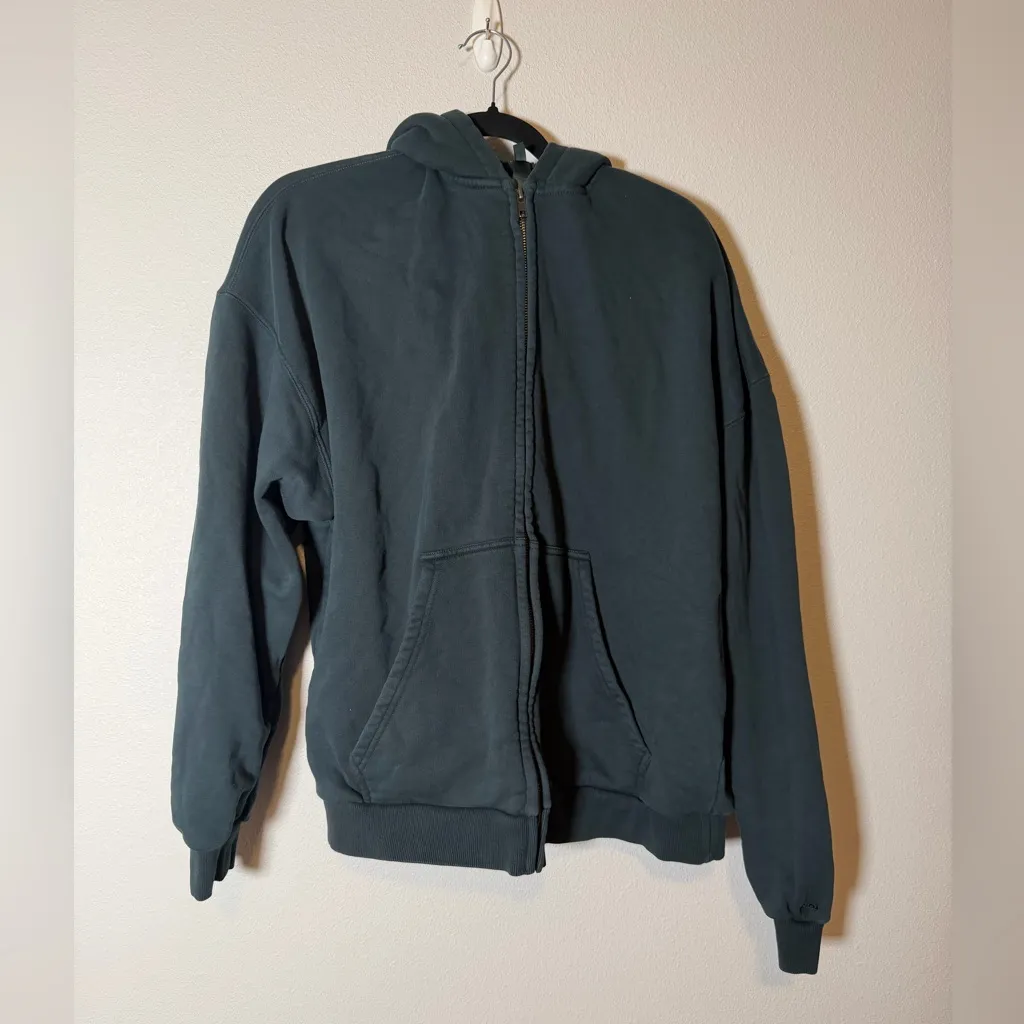 Skims cotton fleece classic zip up hoodie. Spruce medium - Image 4