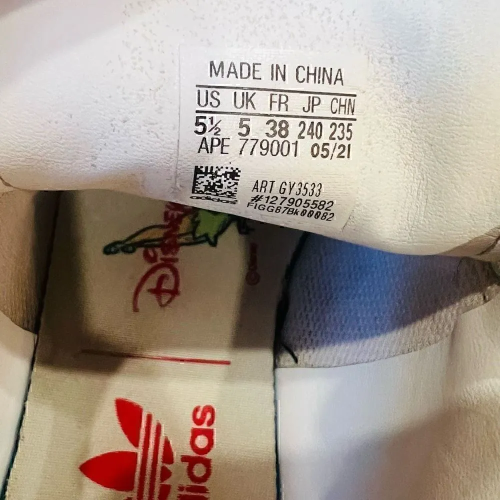 Adidas Stan Smith x Disney Peter Pan Tinkerbell Shoes women 5.5 White Sneakers - Image 5