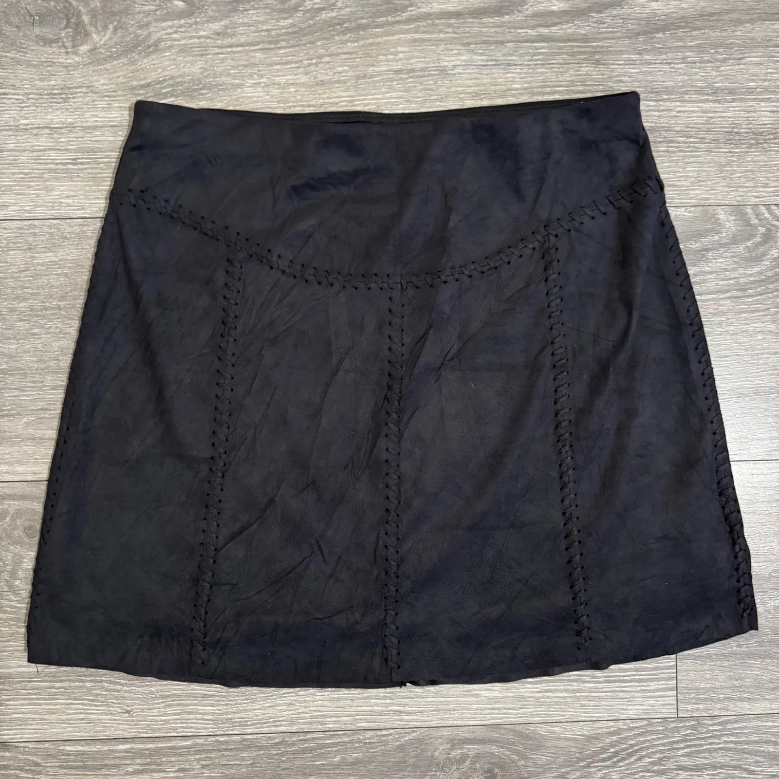 Liberty Garden Black Faux Suede Stitch Detail A - Image 7