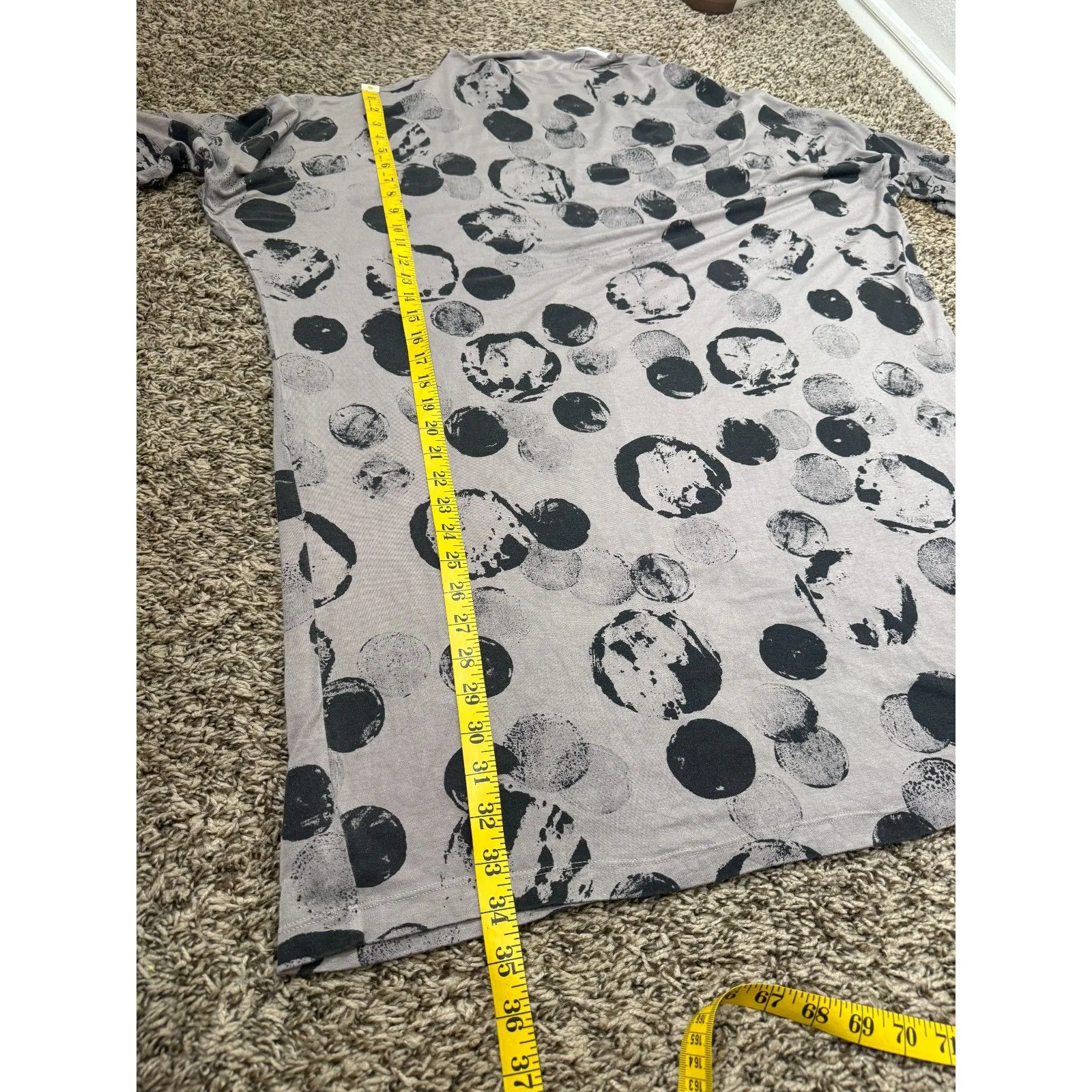 Bryn Walker Womens Polka Dot Dress Sz M Oversized Lagenlook Boho Dolman Stretchy - Image 9