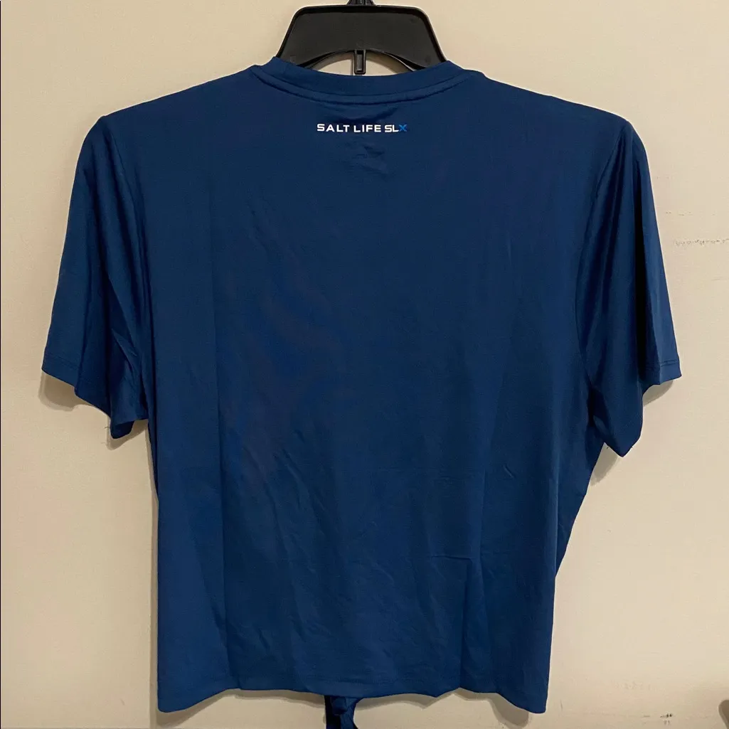 Salt Life Navy Graphic Tee salty state of mind SLX TROPX NANOtex large NWT CROP - Image 4