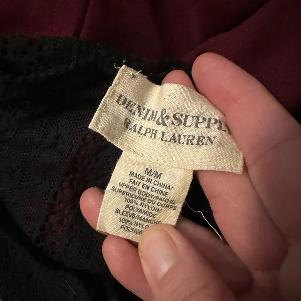 Ralph Lauren Denim & Supply Lace Sleeve Henley Top Size M - Image 4