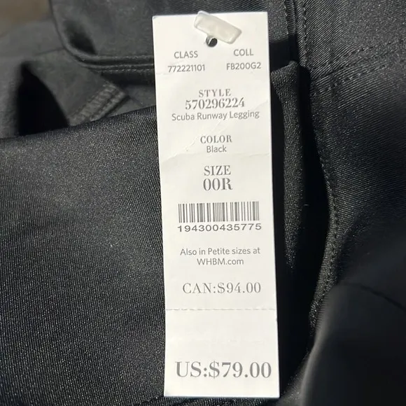 White House Black Market Scuba Knit Runway Black Leggings NWT‎ Size 00 $79 - Image 7