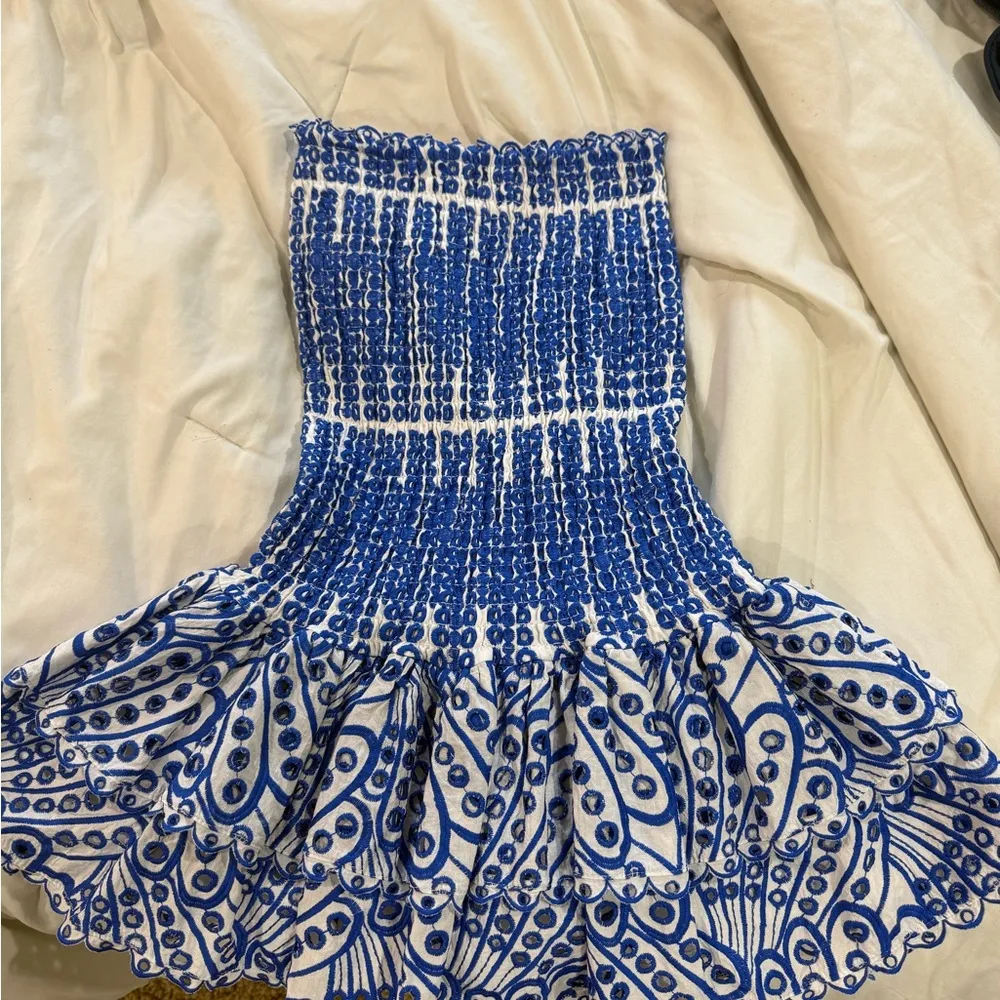 Blue Strapless Dress Size M - Image 4