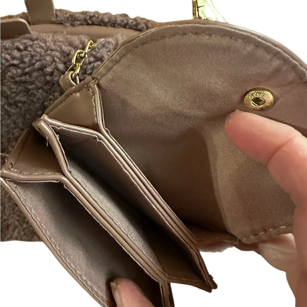 Isaac Mizrahi Deep Mauve Crossbody Bag, and Coin Purse with Sherpa Texture NWOT - Image 10