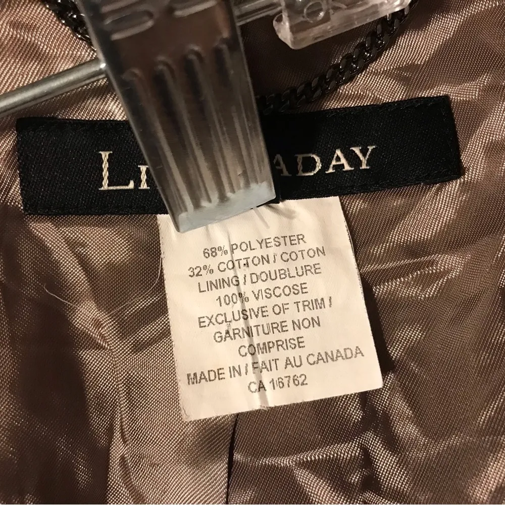 LIDA BADAY taupe lined blazer top zip up jacket women size 6 - Image 10