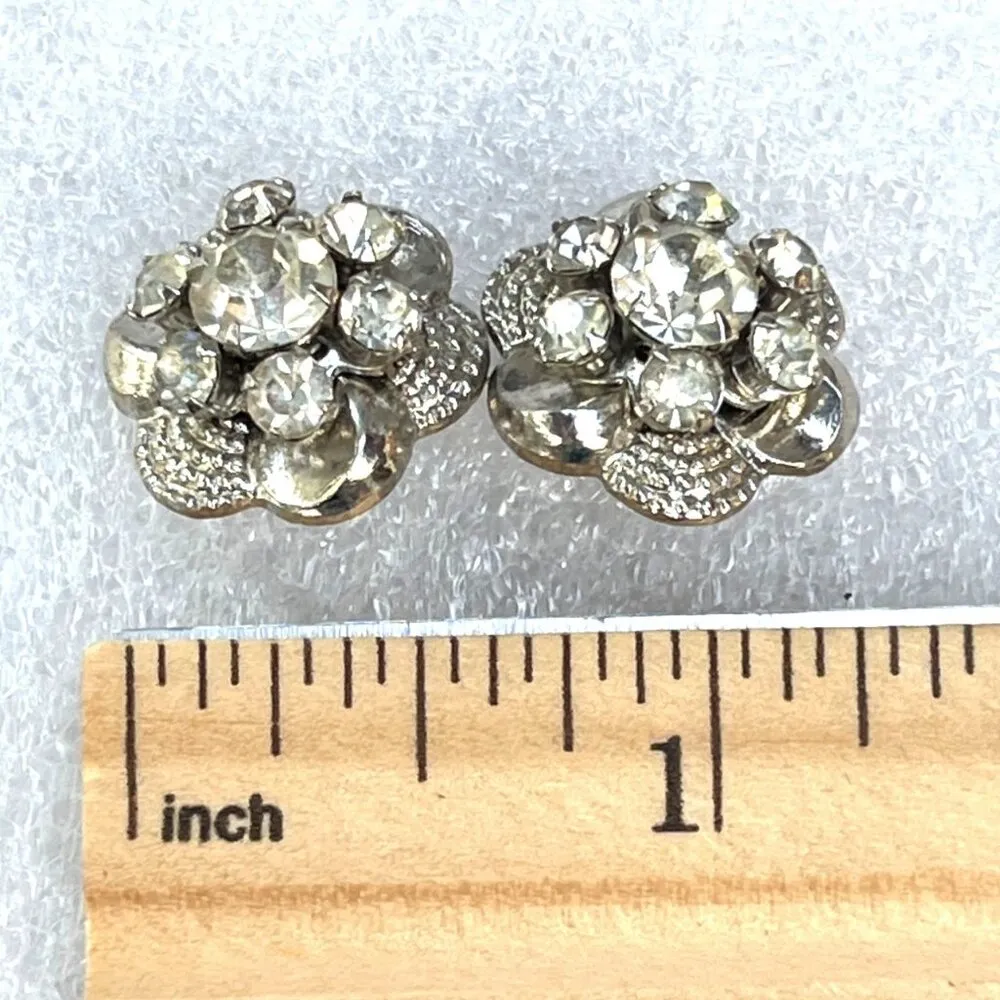 Vintage Rhinestone Flower Pins A74 Silver - Image 3