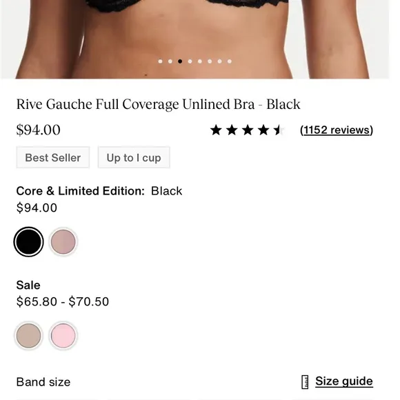 Chantelle NWT $94 Rive Gauche Full Coverage Unlined Bra‎ - Black 34H 34DDDDD - Image 3