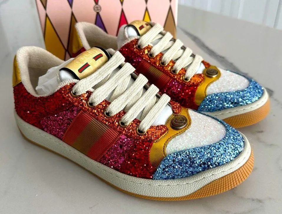 Gucci Lovelight Screener Glitter Sneakers - Image 3