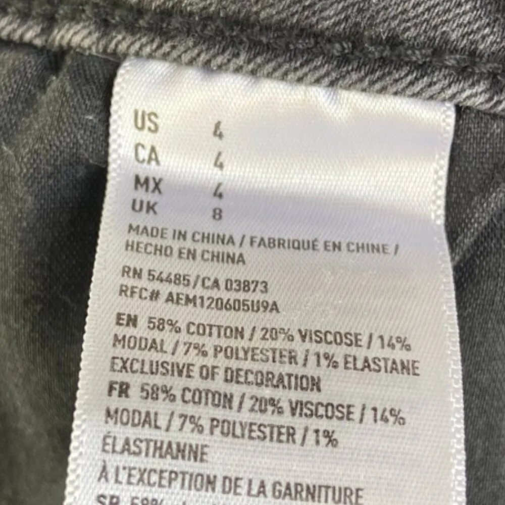 American Eagle Faded Black Super Stretch Hi-Rise Distressed Shortie Shorts - Image 11