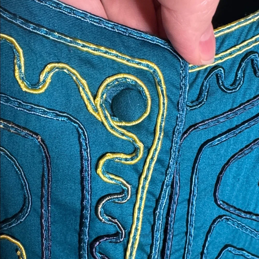 CATHERINES Cardigan Jacket Blue Embroider Piping Button Up Abstract Sz 3X 22/24W - Image 14