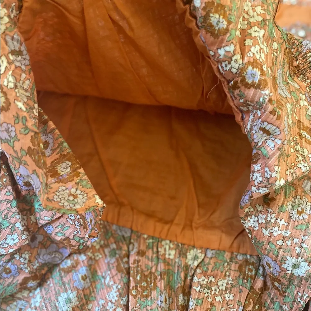 Veronica Beard Melodie Mini Skirt Floral Smocked Ruffle Coral Pink  size 12 - Image 10