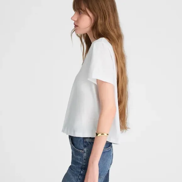 MADEWELL NWOT The Boxy-Crop Tee in Soft White Slub Top Size Small - Image 3
