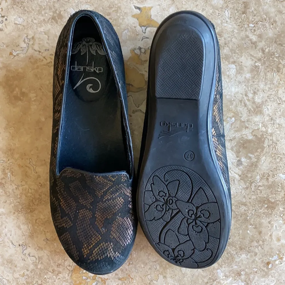 Dansko Leopard Print Metallic Loafer Comfort Shoe - Image 5