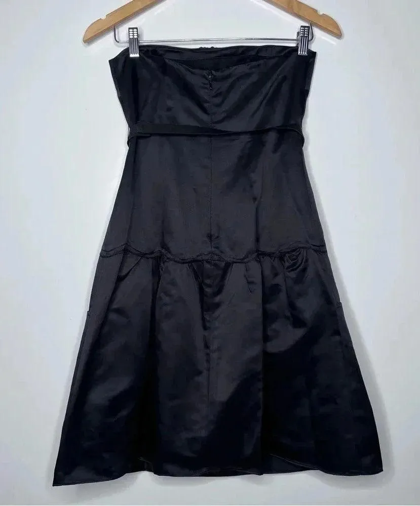 Vera Wang Black Silk Strapless Pocket Dress with Rhinestone Belt Size 4 - Image 7