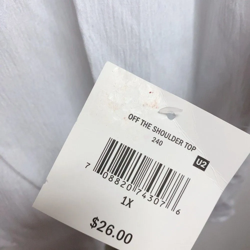 Coldwater Creek Woman's Plus 1X White Blouse Off Shouder Semi Sheer Gauzy? Top - Image 2