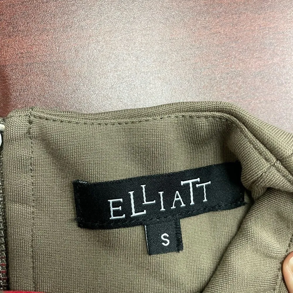 Elliatt Beige Bodycon Sexy Kim K Mock Neck Dress Full Body Back Zipper Sz S - Image 9