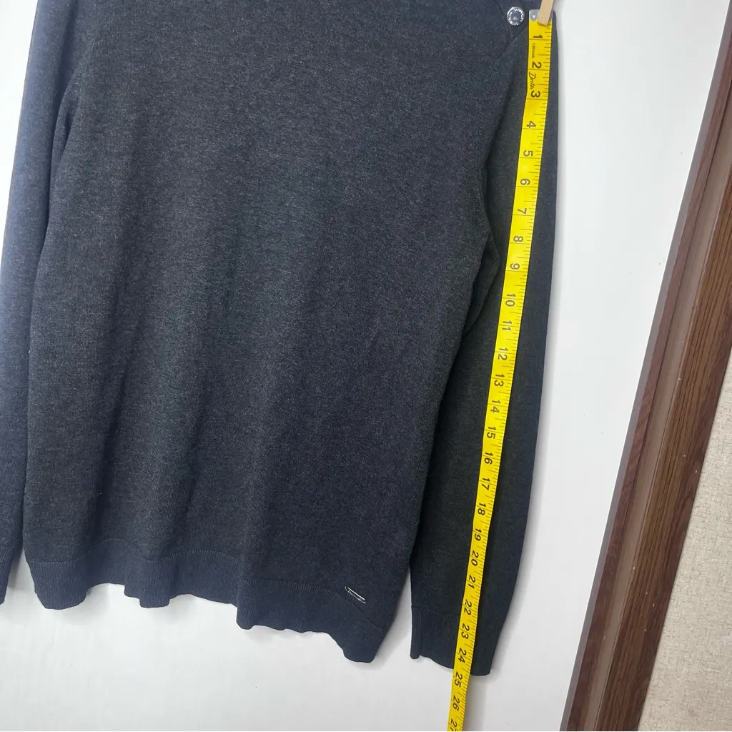 Calvin Klein Charcoal Knit with Button Accent - Image 8