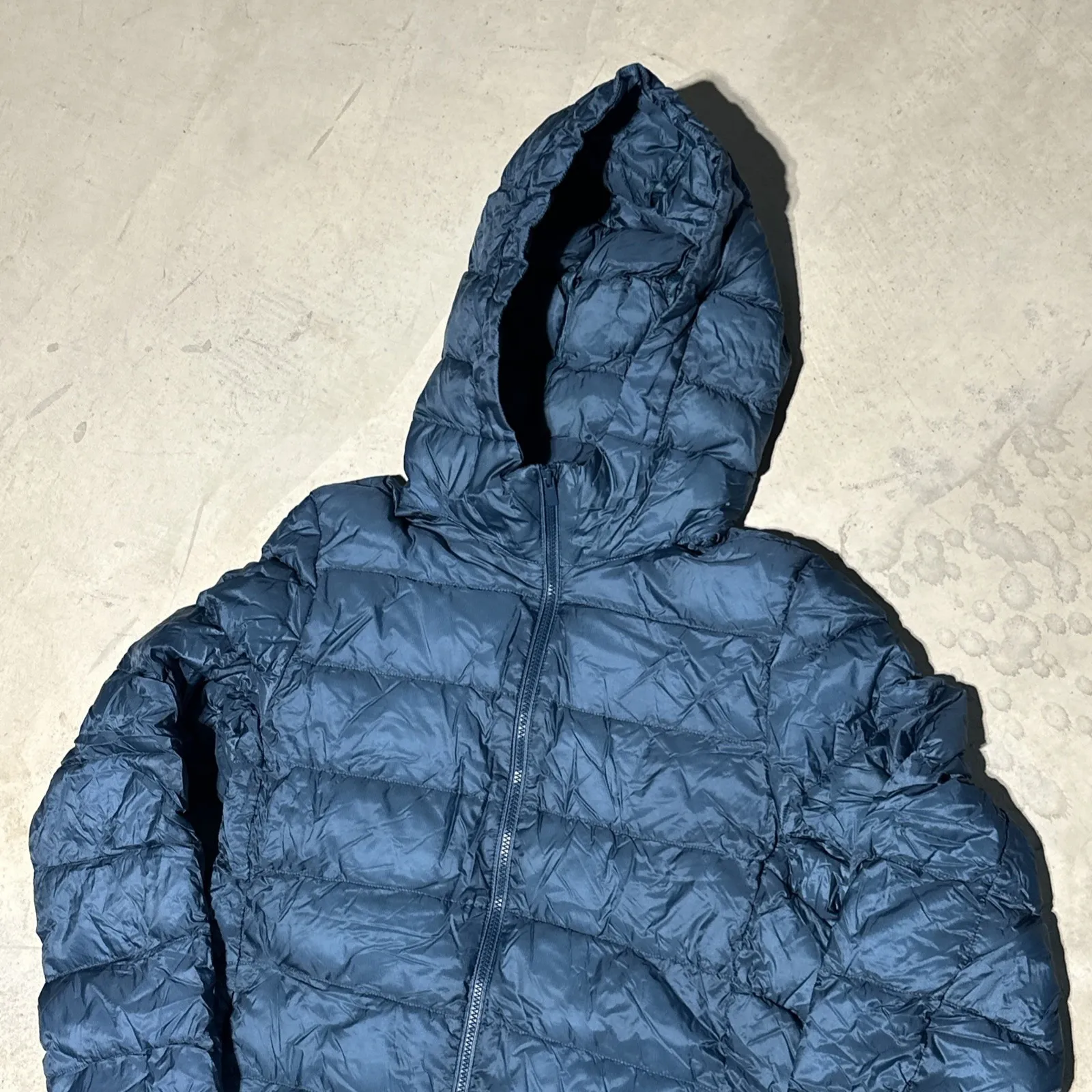 Uniqlo Down Puffer Hooded Jacket Ultra Light Womens SZ XS Full Zip Pockets - Image 2