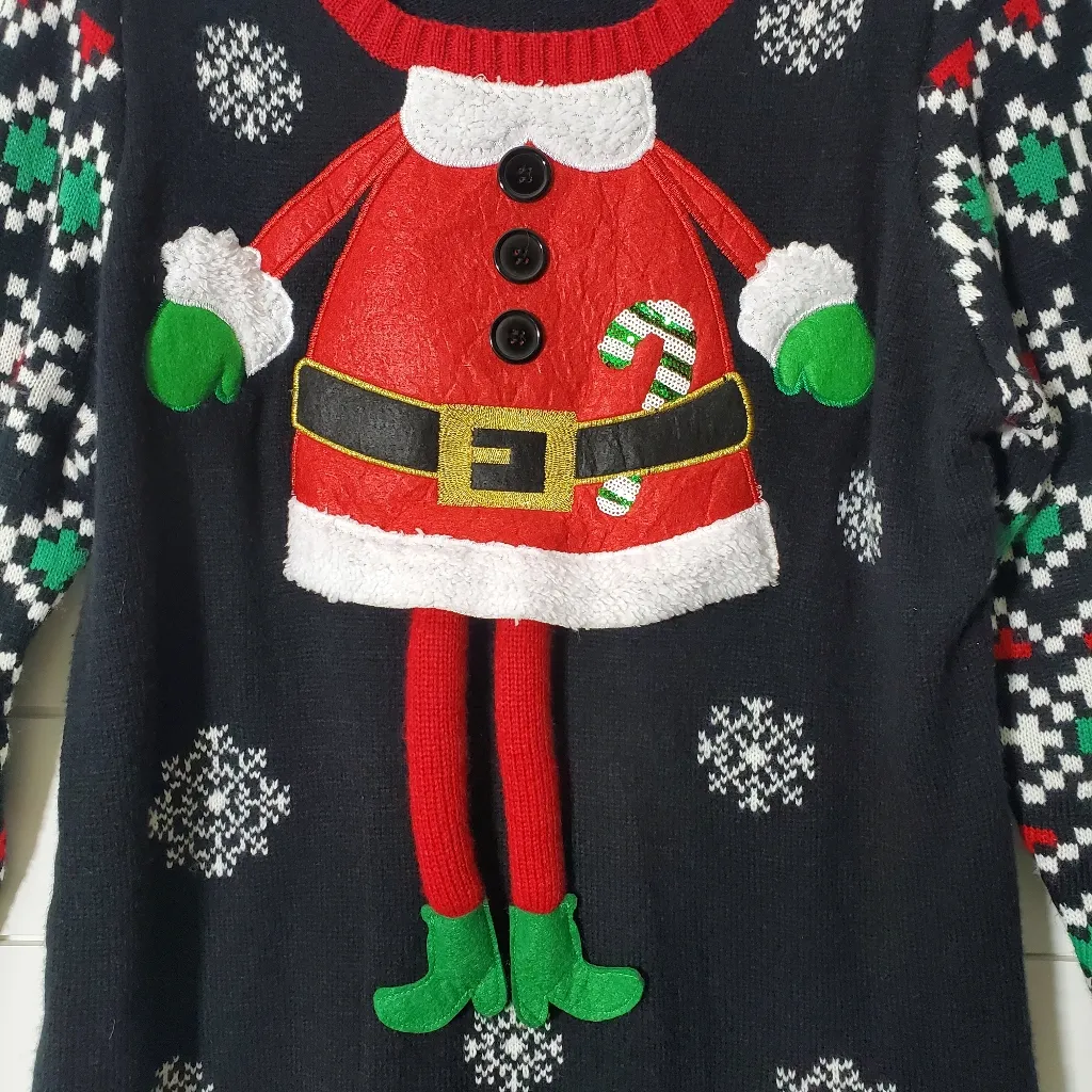 United States Sweaters Holiday Christmas Sweaters Full body Santa 3D Legs XL‎ - Image 4