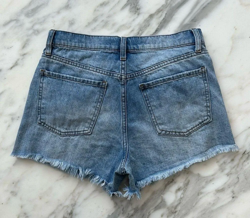 See Thru Soul High Rise Boyfried Denim Shorts • Sz 26 Blue - Image 4