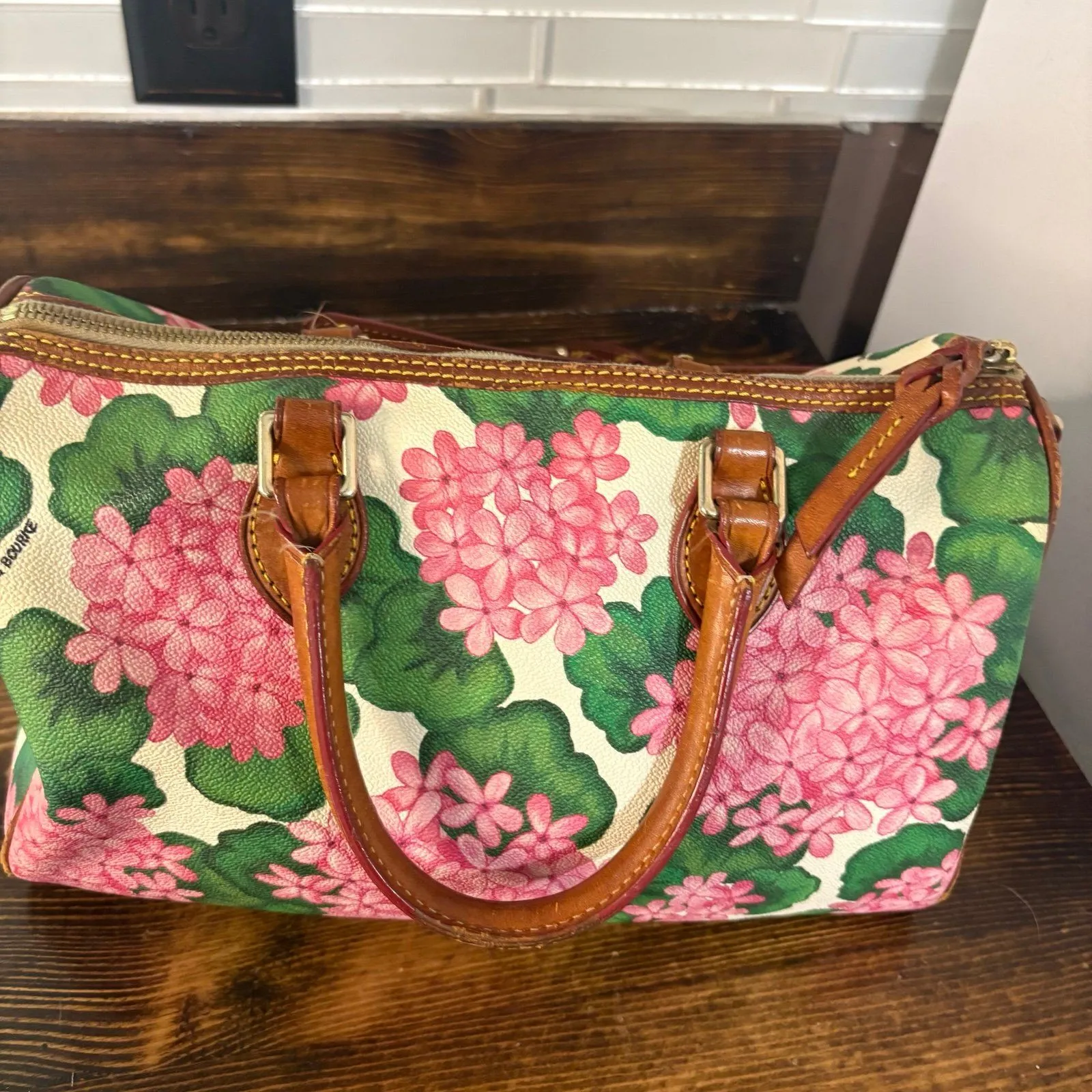 Dooney &‎ Bourke Pink Hydrangea Satchel - Image 2