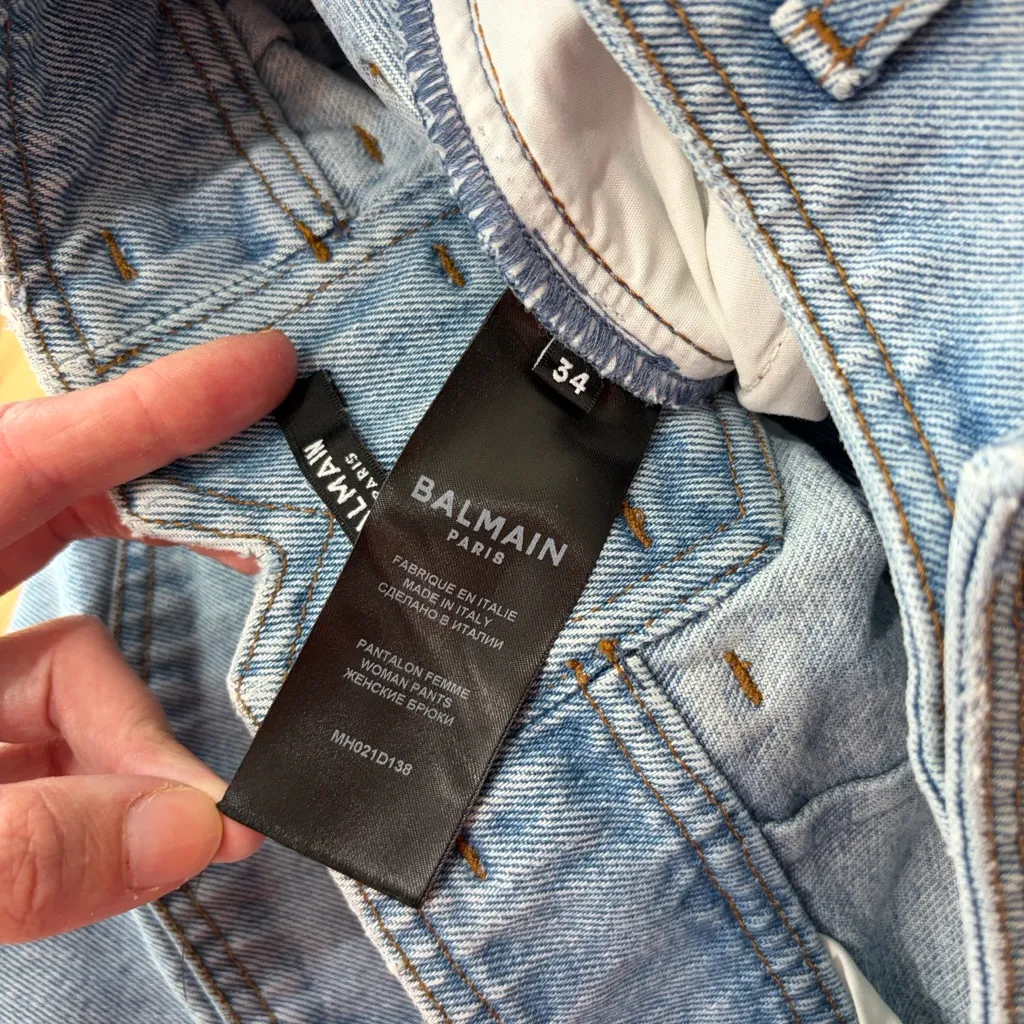 High-Waisted Blue Jeans Balmain PaperBag - Image 7