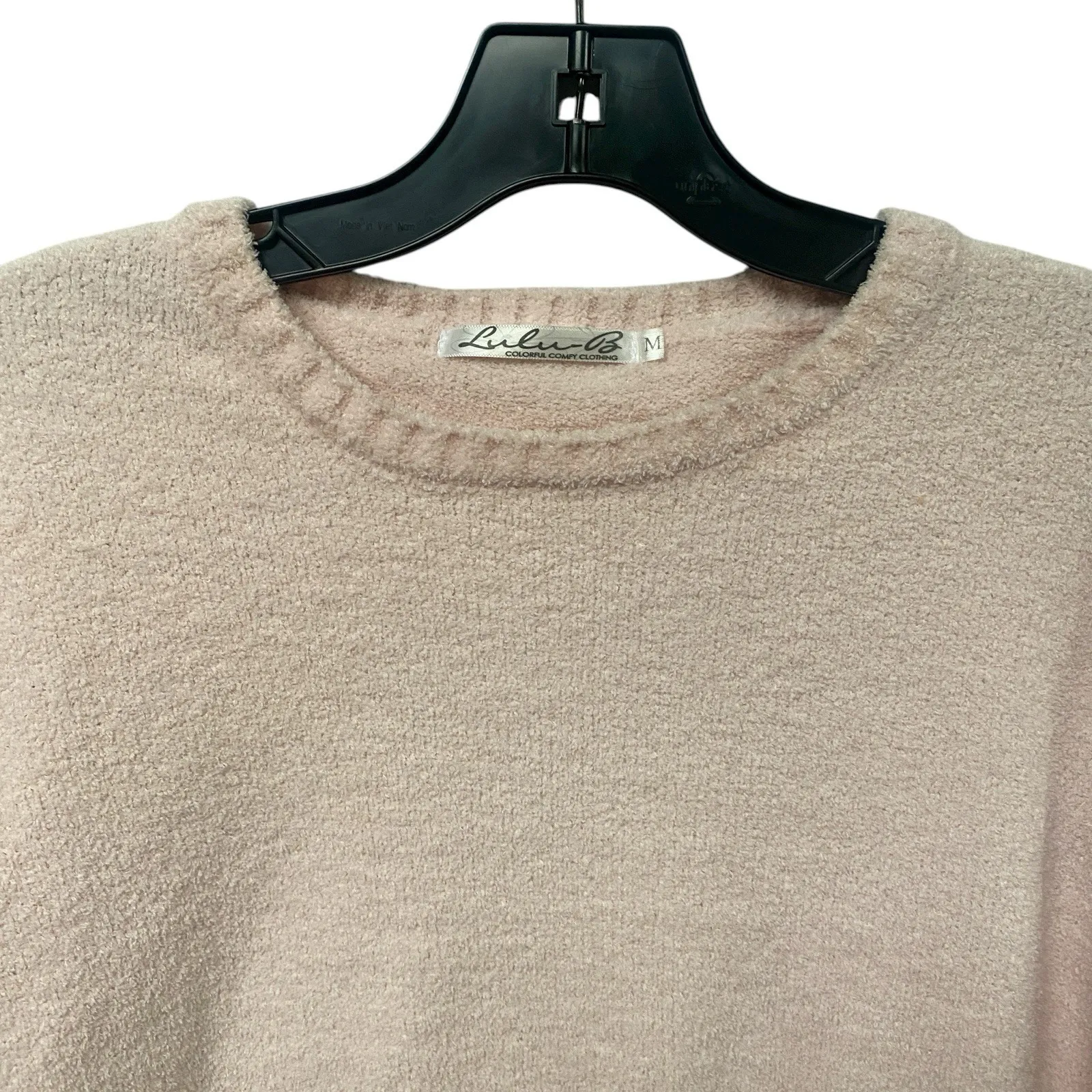 Lulu B Med Sweater Weather Light Blush Pink Button Embellishment V-Neck Pullover - Image 3
