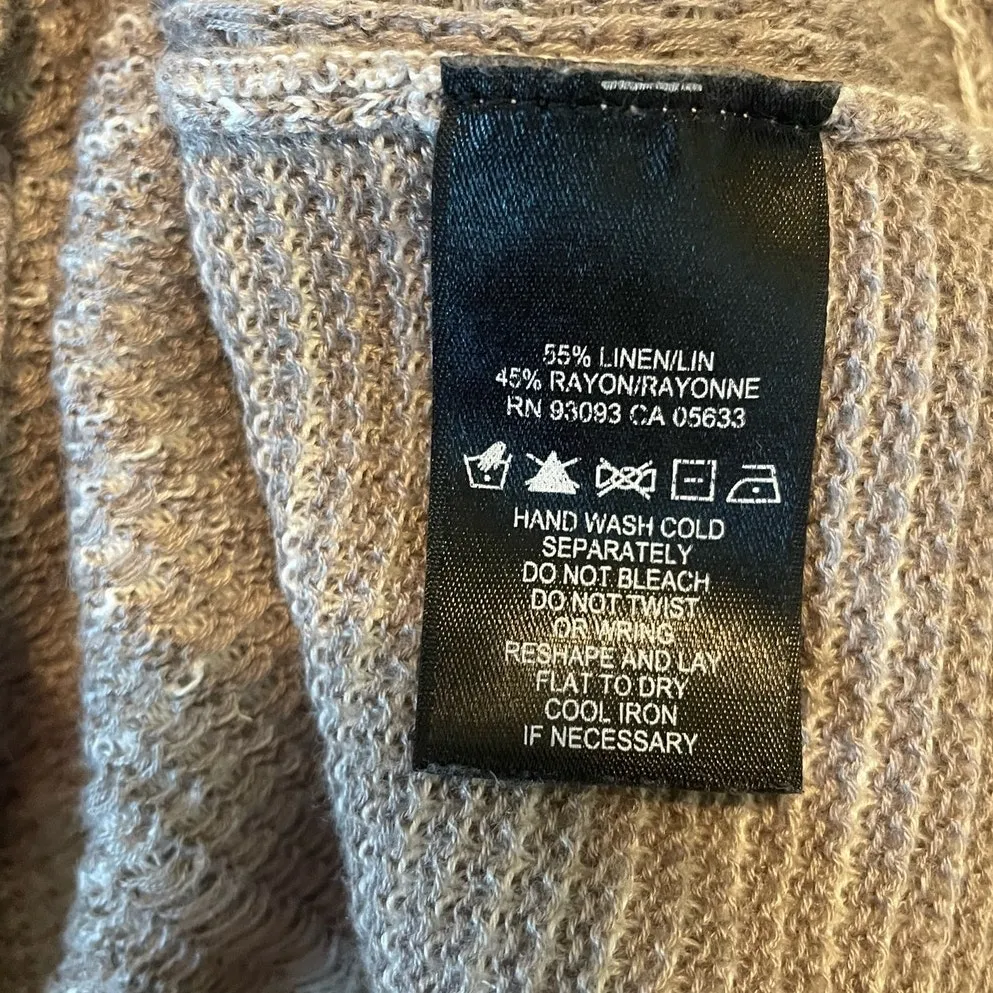 Nic and Zoe Women Top XS Beige Linen Rayon Open‎ Knit Monochromatic Boho Chic - Image 7