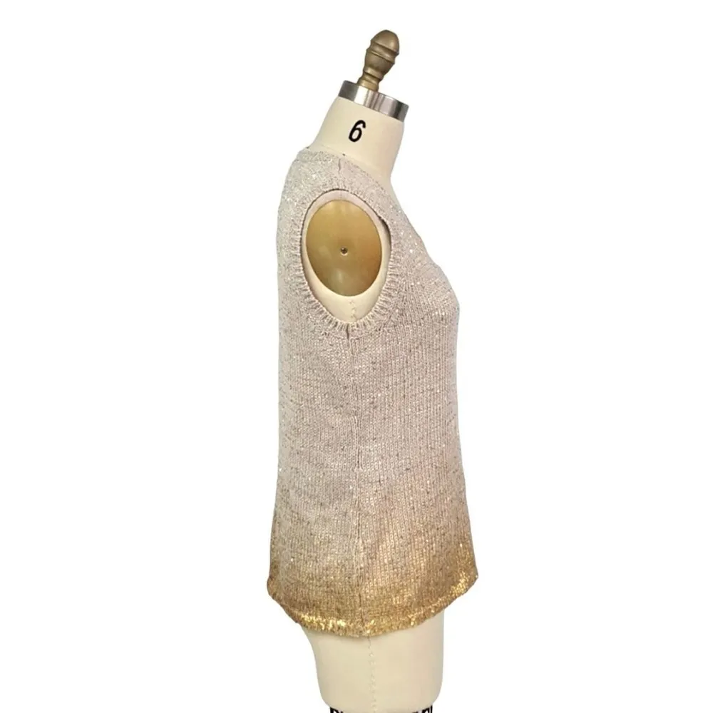 Chicos knit sweater & Tank set oatmeal beige dipped in gold with sparkle Sz L/XL - Image 4