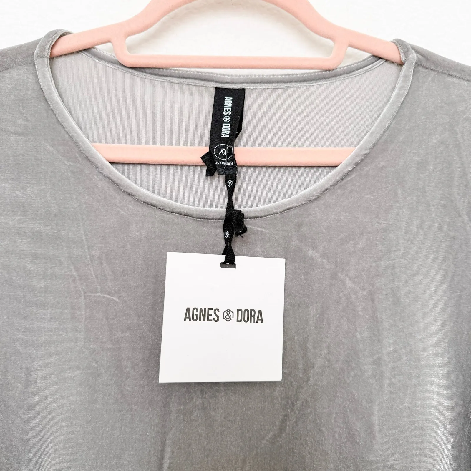 Agnes & Dora Womens Velvet Dress Size XL Gray 3/4 Sleeve Holiday Minimalist Glam - Image 4