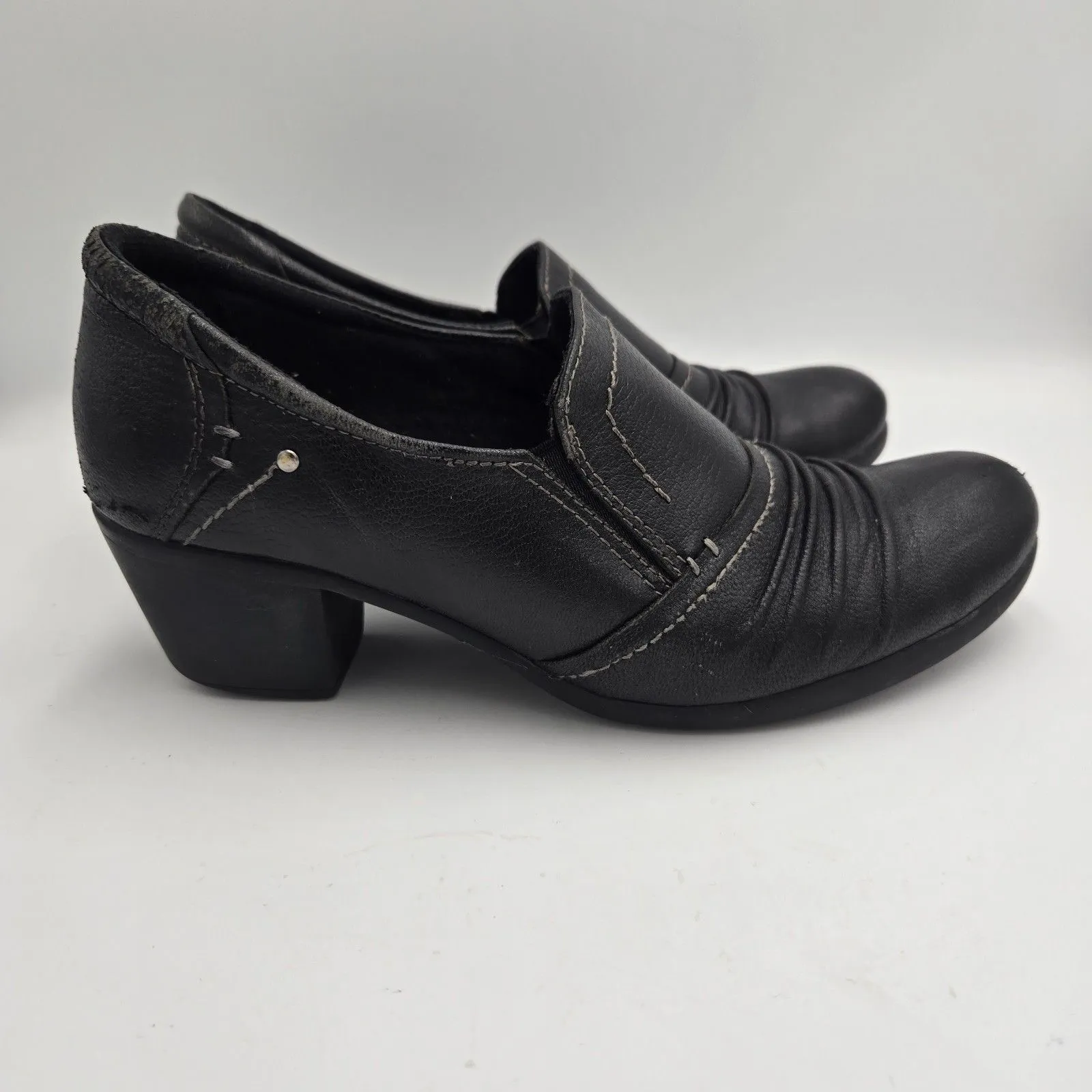 Earth Origins Women Loafers Leather Black SlipOn Sz 8.5 M Derby Shoes Block Heel - Image 3