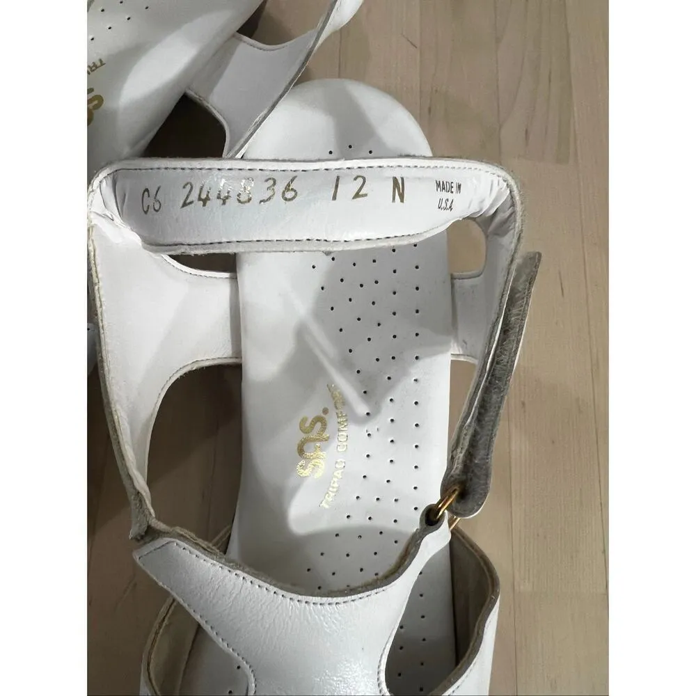 SAS Suntimer Heel Strap Sandal Size 12 N Summer Shoes Flats White Black Sole - Image 10