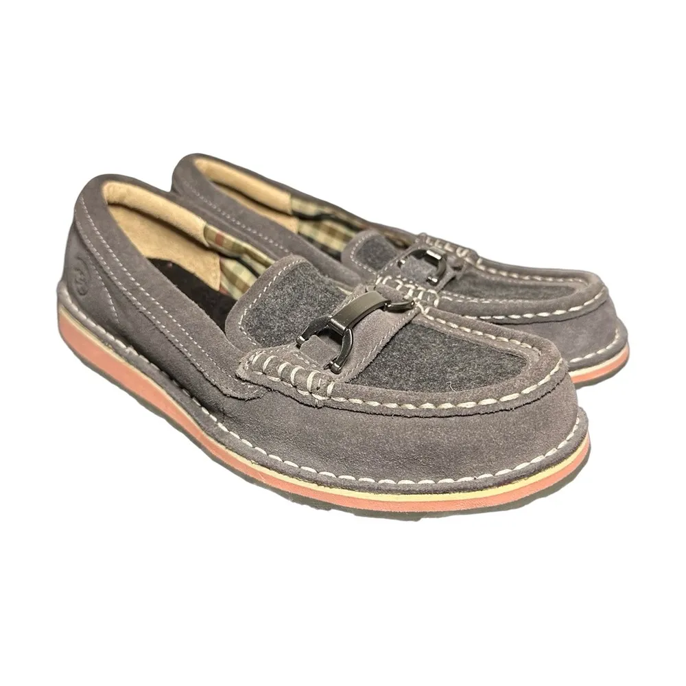 Ariat Womens Cruiser Grey Suede Moccasin Loafers Metal Horse Bit Detail 6.5 B - Image 2