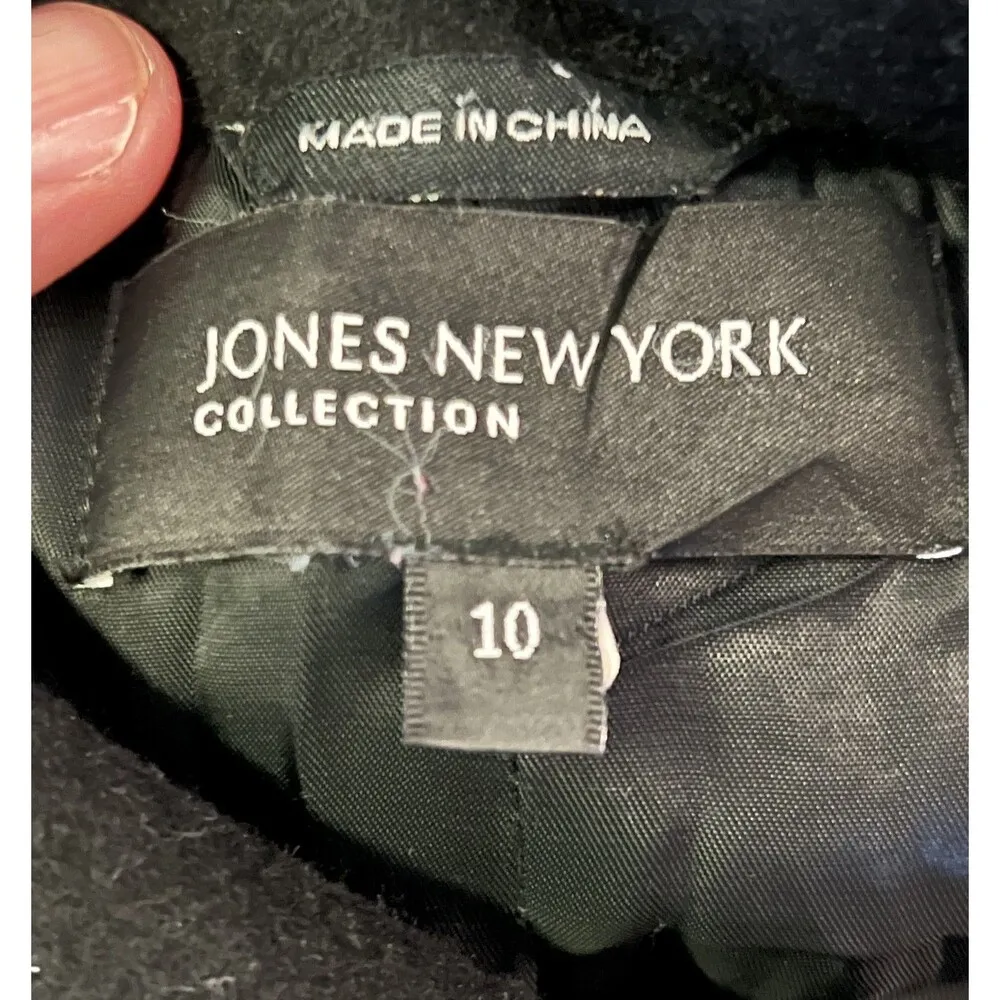 Jones New York Collection Coat Womens 10 Black Wool Cashmere Blend Classic Lined - Image 8