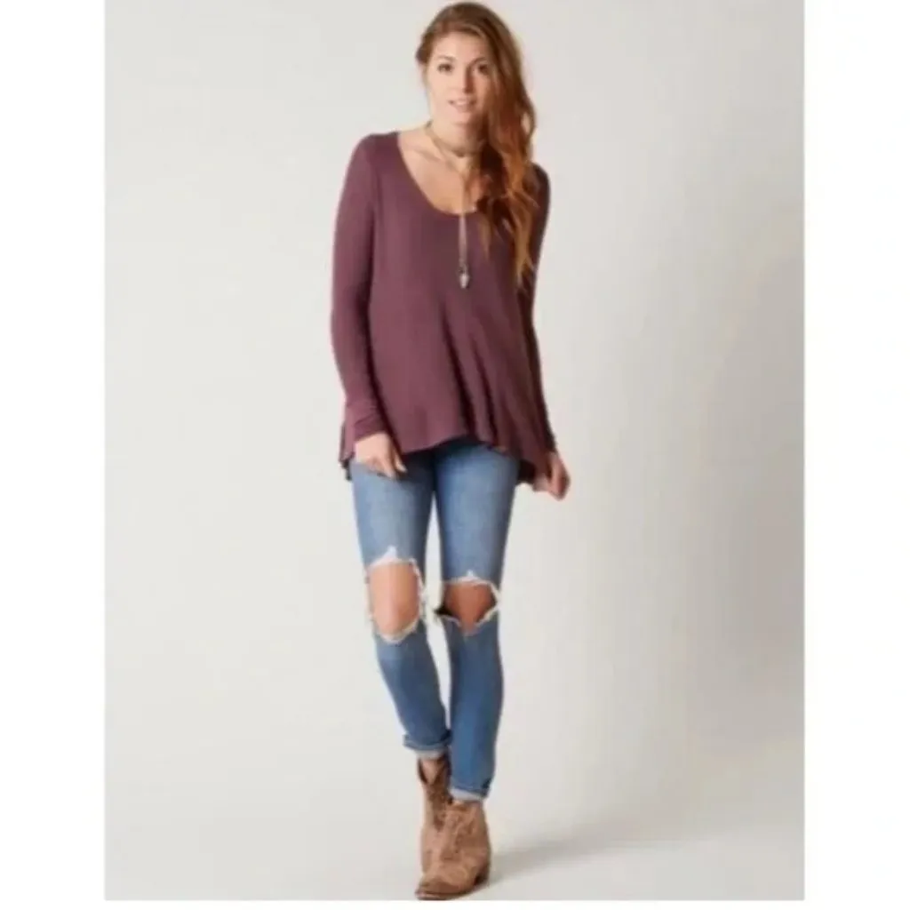 We The Free Malibu Mauve Thermal Long Sleeve Flowy Top - Scoop neck - Image 5