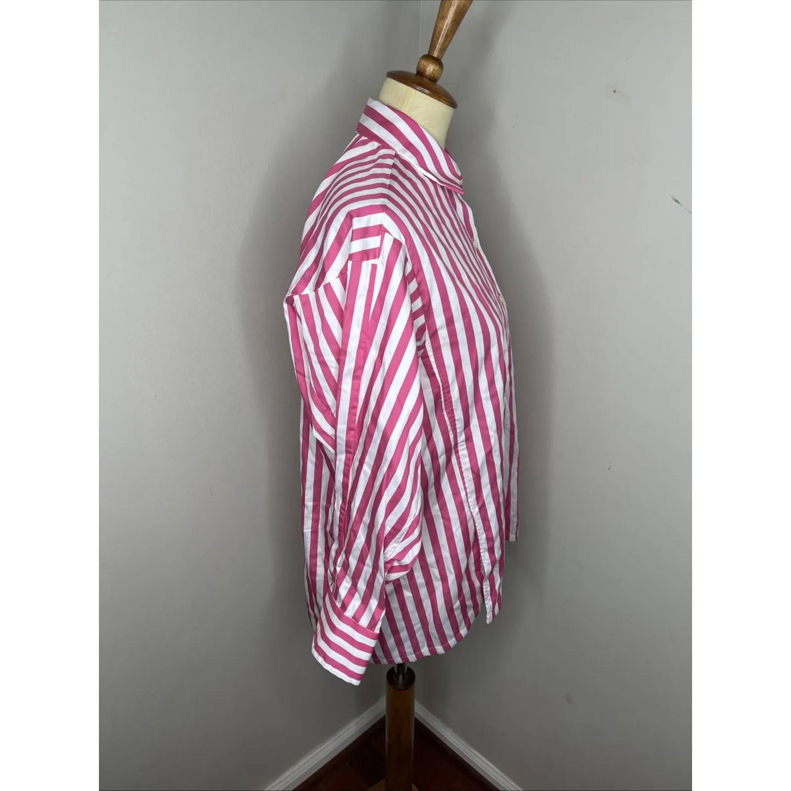 New J. McLaughlin Alexis Shirt in Pink Fuchsia White Stripe‎ Small s - Image 5