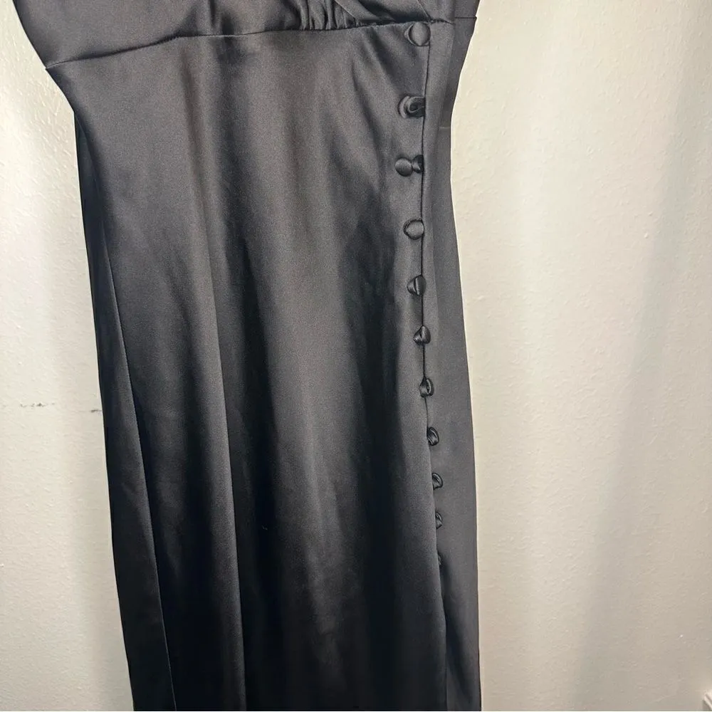 Zara Black Satin Effect Slit Maxi Dress - Image 5