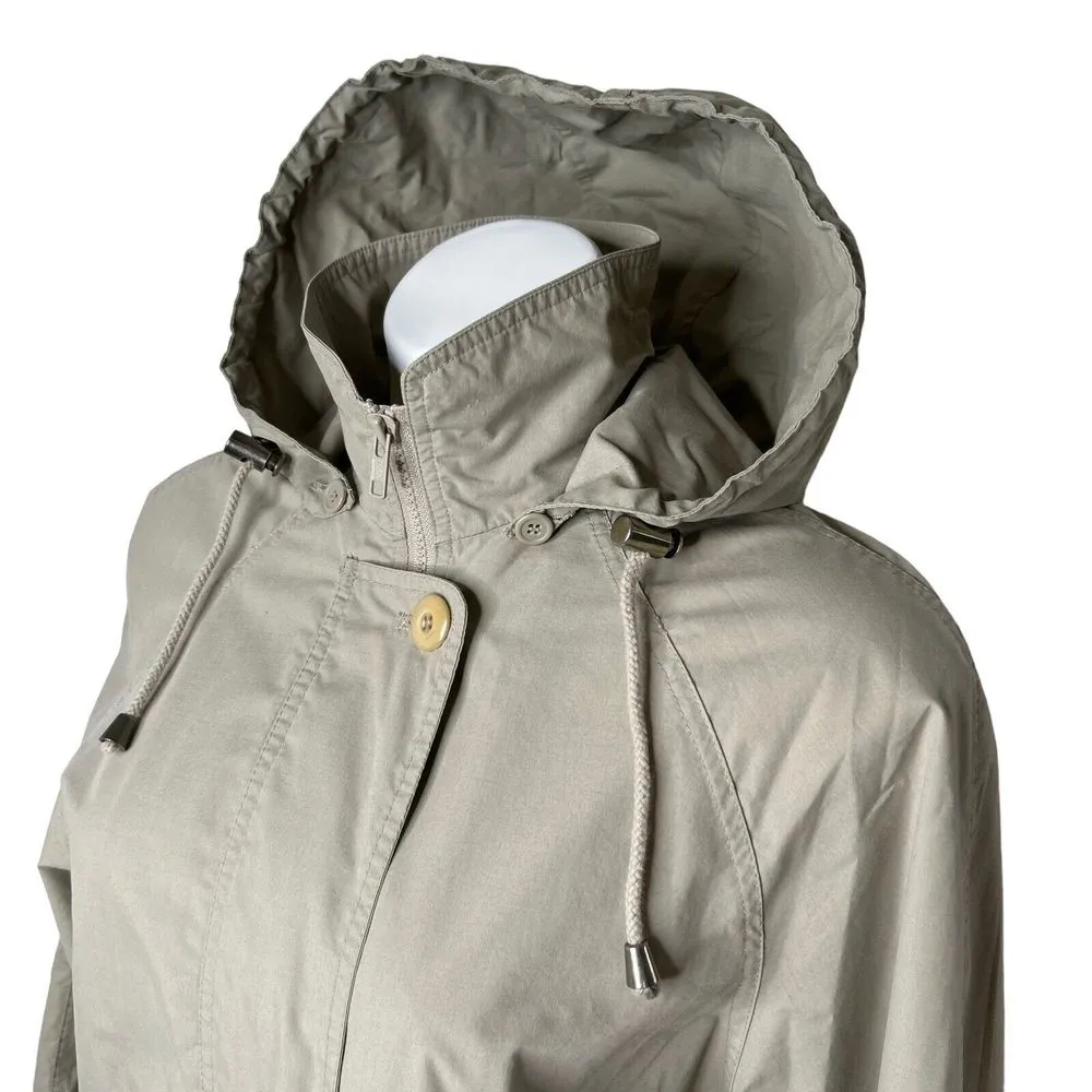 LONDON FOG Womens Size S Khaki Cotton Utility Jacket Lightweight Detachable Hood - Image 2