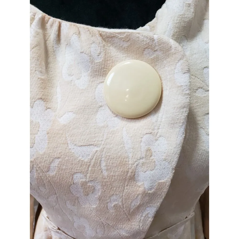 Forever 21 Women Beige Brocade Floral Victorian Feminine Trench Peacoat Jacket M - Image 6