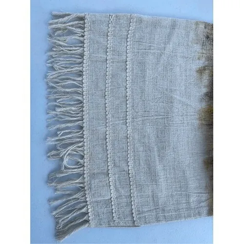 T7 Y2K VTG HANMAH MODAS Boho Cochella Sun Dress Fringe Tan Yellow Womens Size M - Image 7