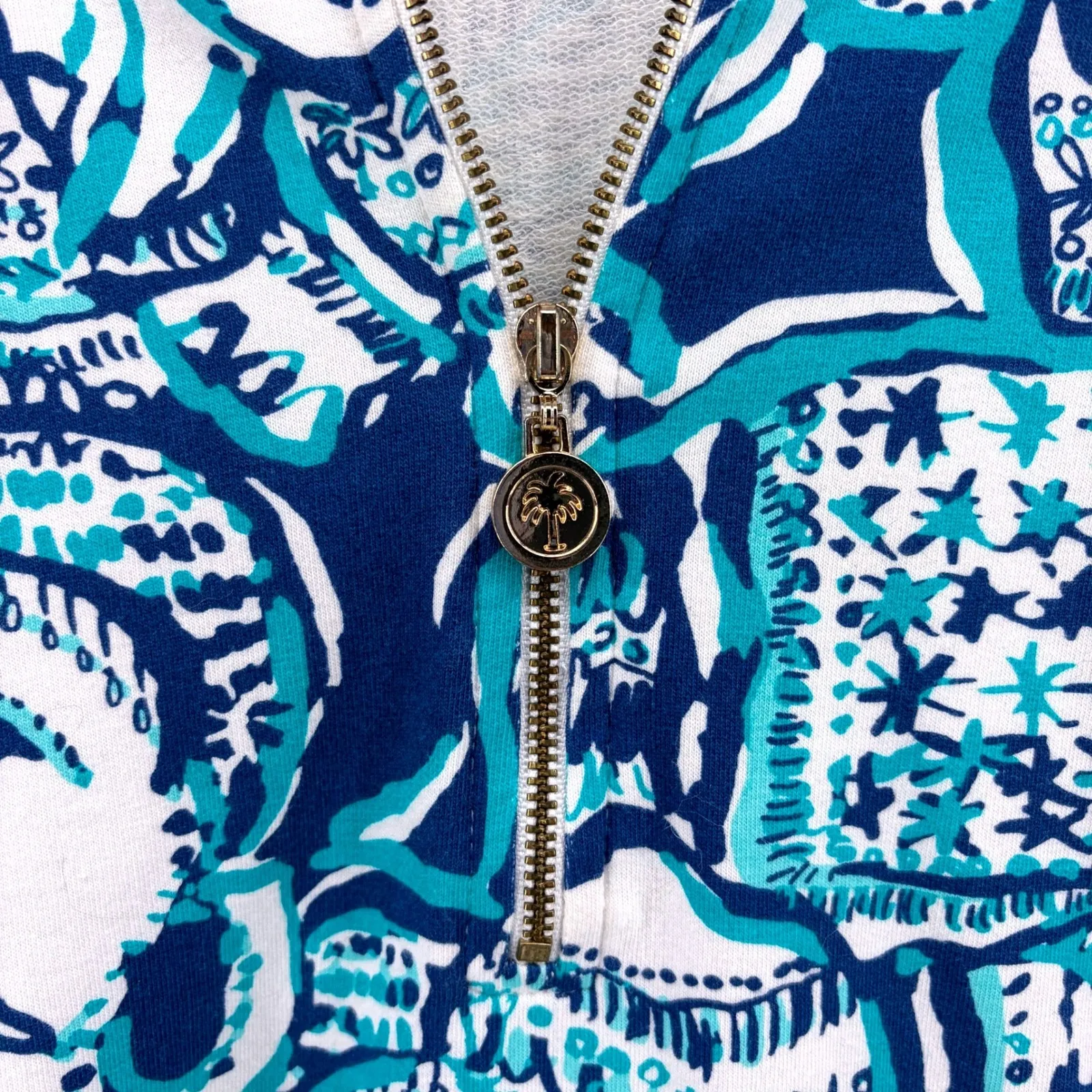 Lilly Pulitzer Skipper Popover Small 1/2 Zip Elephant Print Hooded Sweatshirt - Image 3